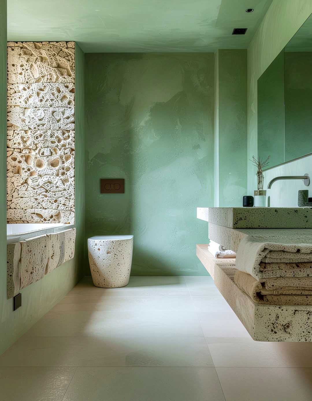 Sage Green Textured Walls - 30 sage green bathroom ideas
