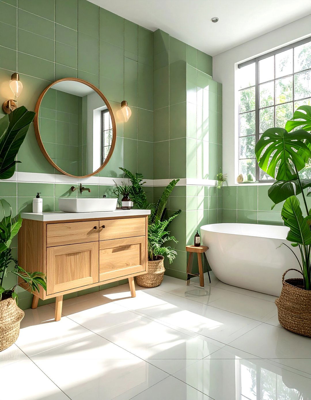 Sage Green Tile White Grout - 30 white grout bathroom ideas