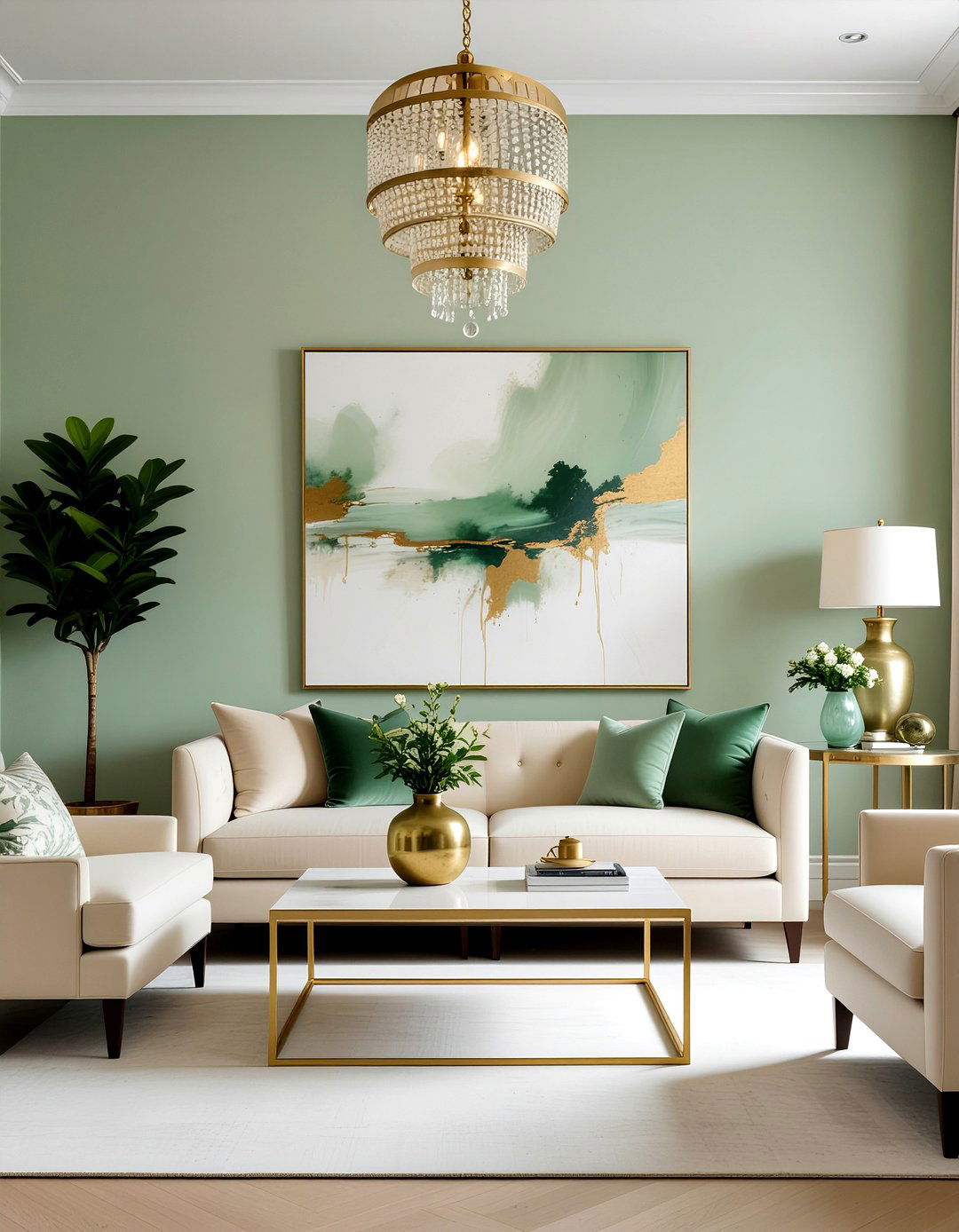 Sage Green Wall Paint - 30 peaceful living room ideas