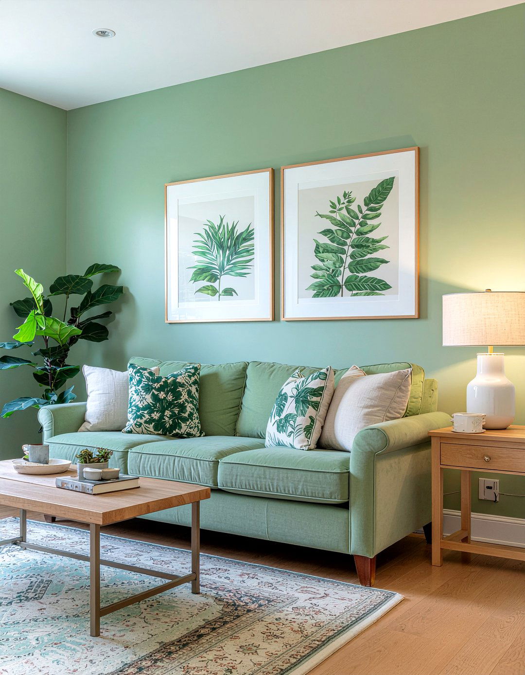 Sage Green Walls - 30 calming living room ideas