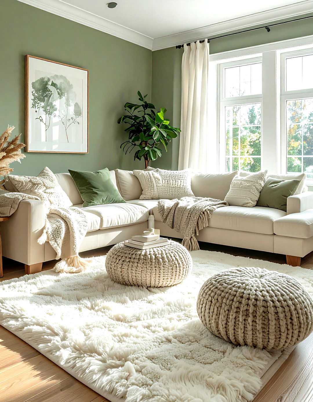Sage and cream living room - 30 green living room decor ideas