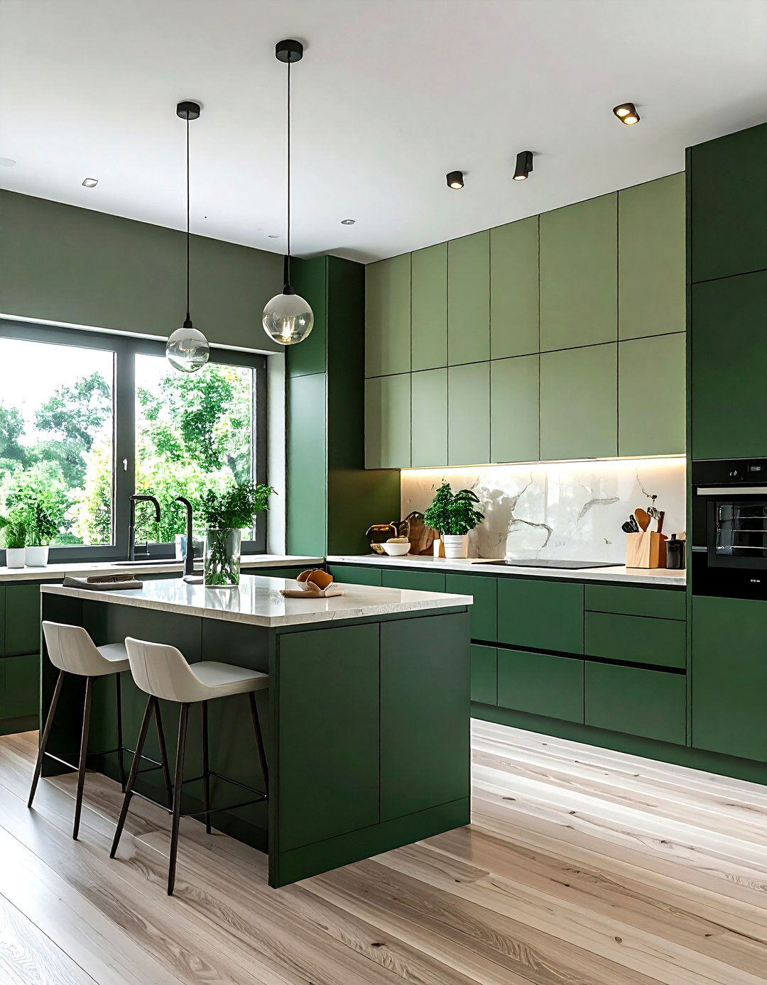 Sage and dark green kitchen - 30 two-tone cabinet kitchen ideas