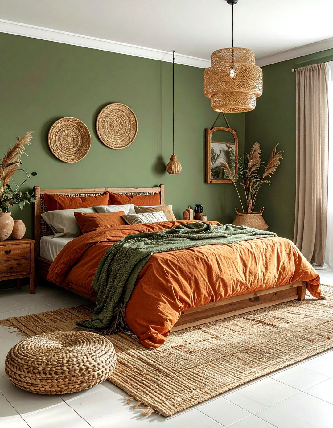 Sage green and terracotta bedroom - 30 bohemian green bedroom ideas