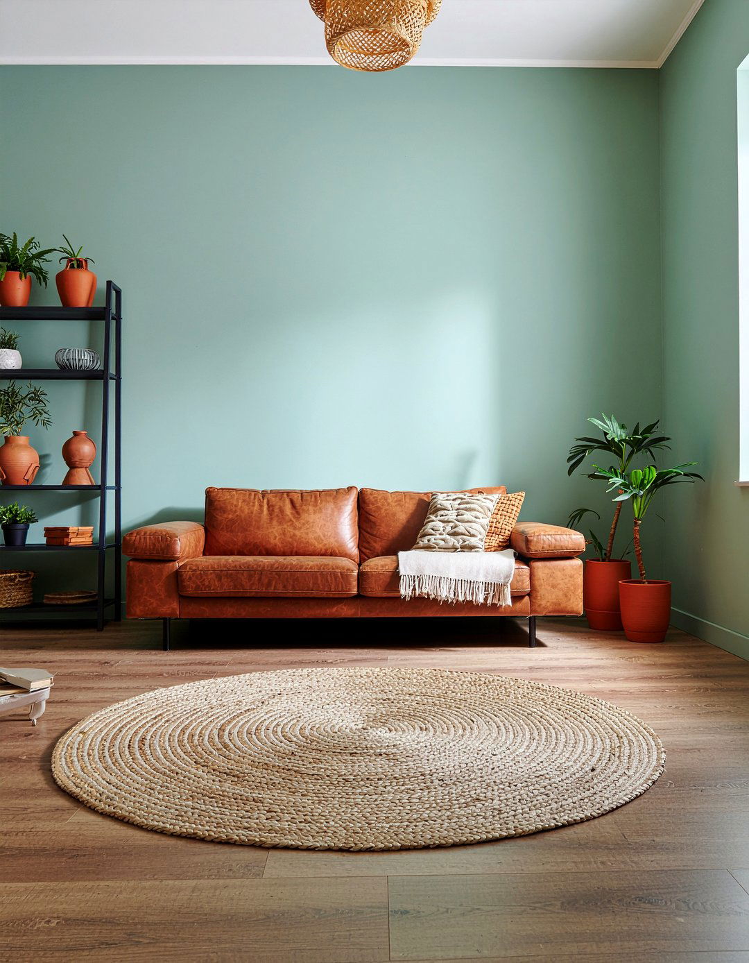 Sage green and terracotta living room - 30 living room sage green walls