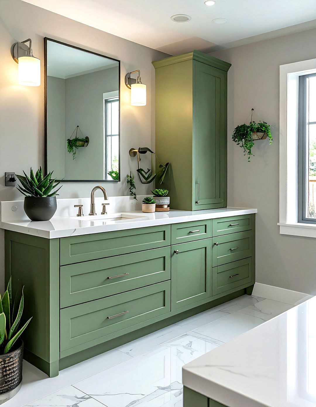 Sage green bathroom cabinetry - 30 pastel bathroom ideas