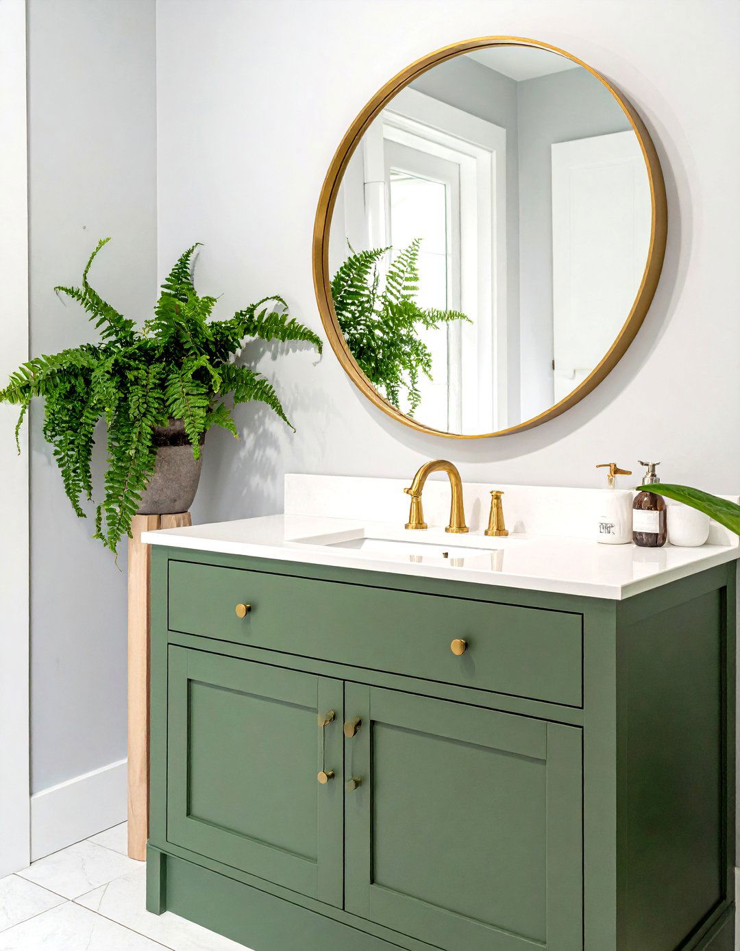 Sage green bathroom vanity - 30 earthy tone bathroom ideas