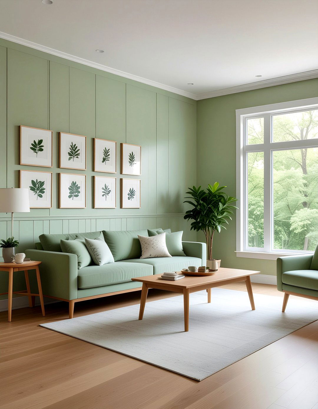 Sage green beadboard wainscoting - 30 living room beadboard ideas