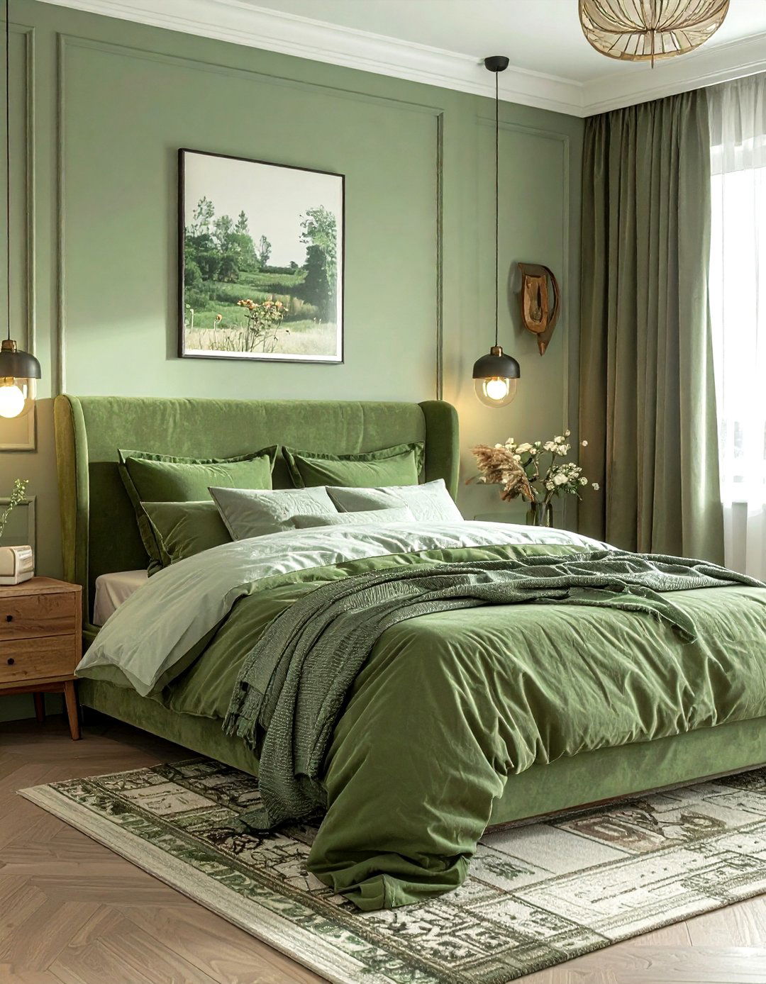 Sage green bedroom - 30 monochromatic decor ideas