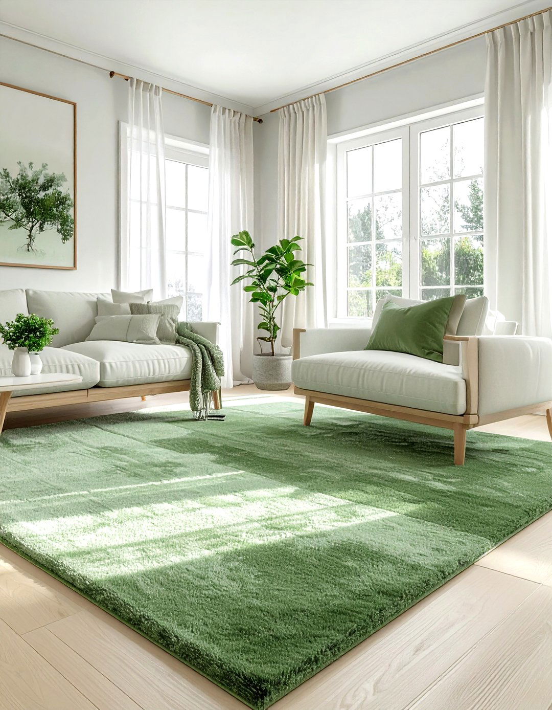 Sage green carpet - 30 living room carpet ideas