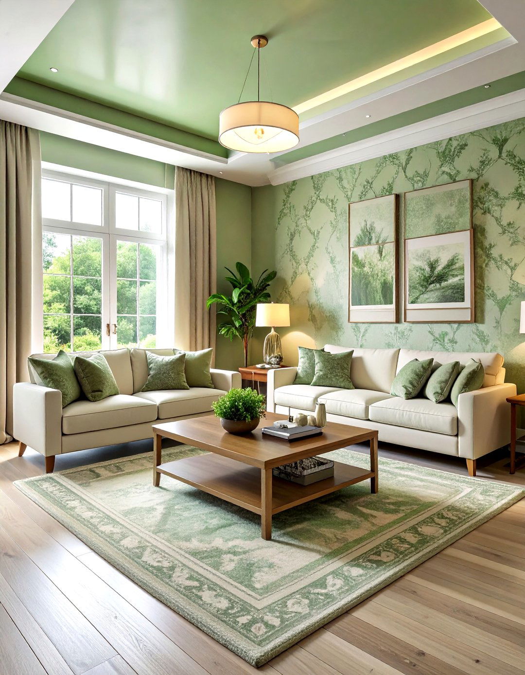 Sage green ceiling wallpaper - 30 living room ceiling wallpapers