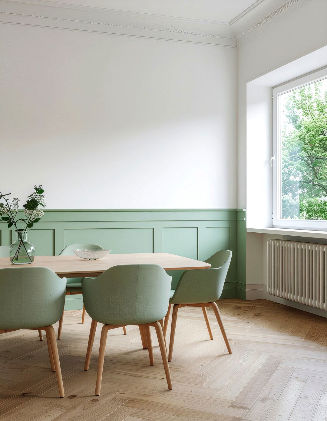 Sage green chair rail - 30 dining room chair rail ideas