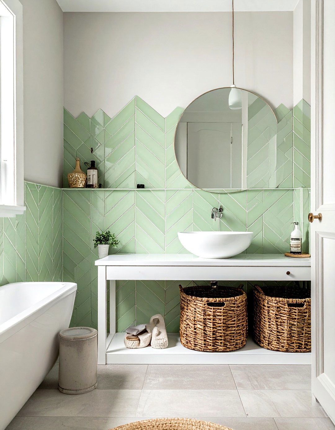 30 Chevron Pattern Bathroom Ideas for Trendy Home Design