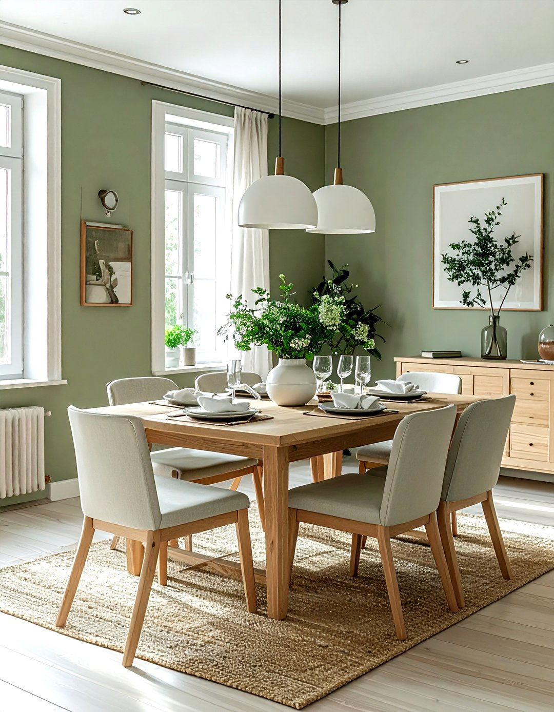 Sage green dining room - 30 nature-inspired dining room ideas