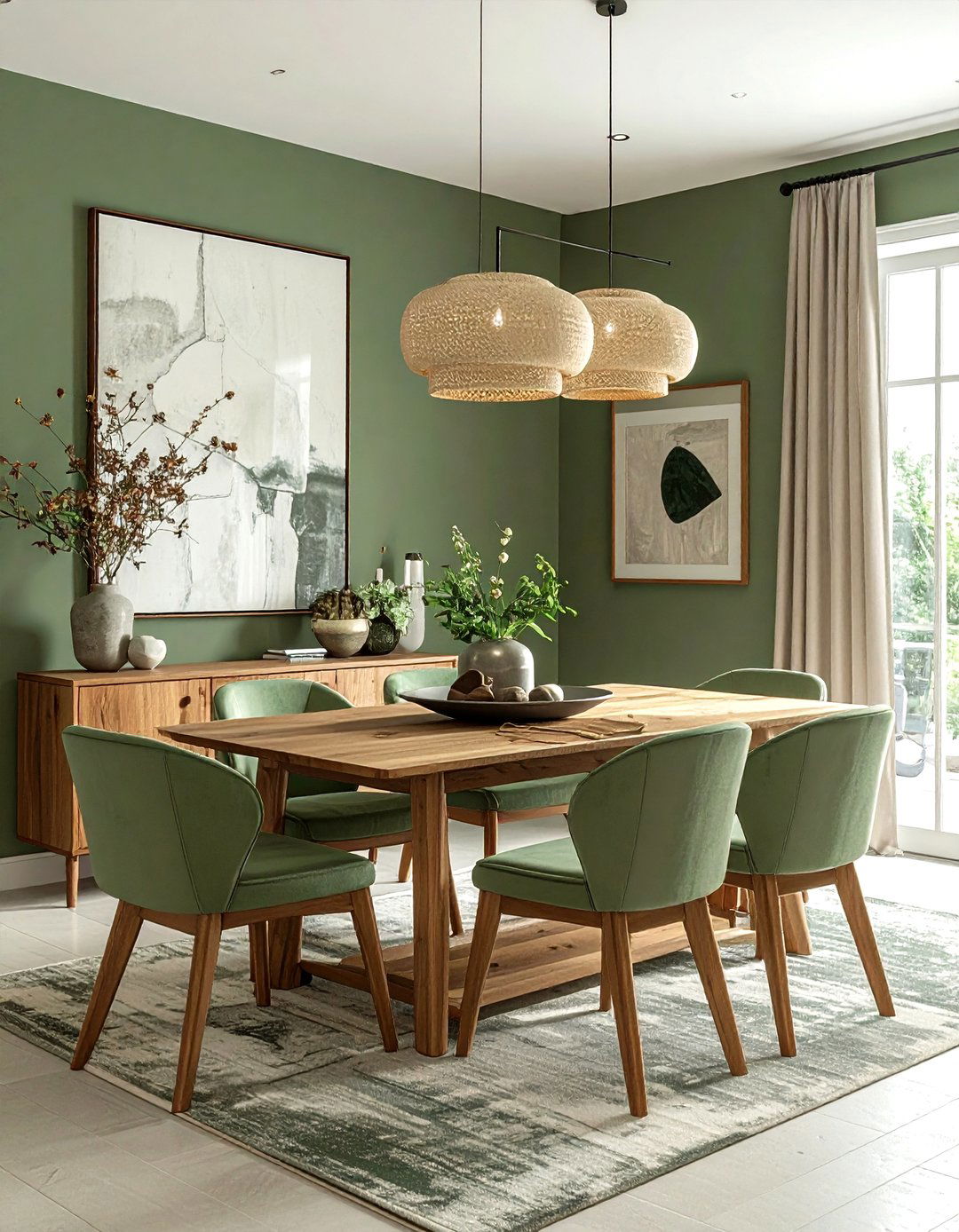 Sage green dining room - 30 colorful dining room ideas