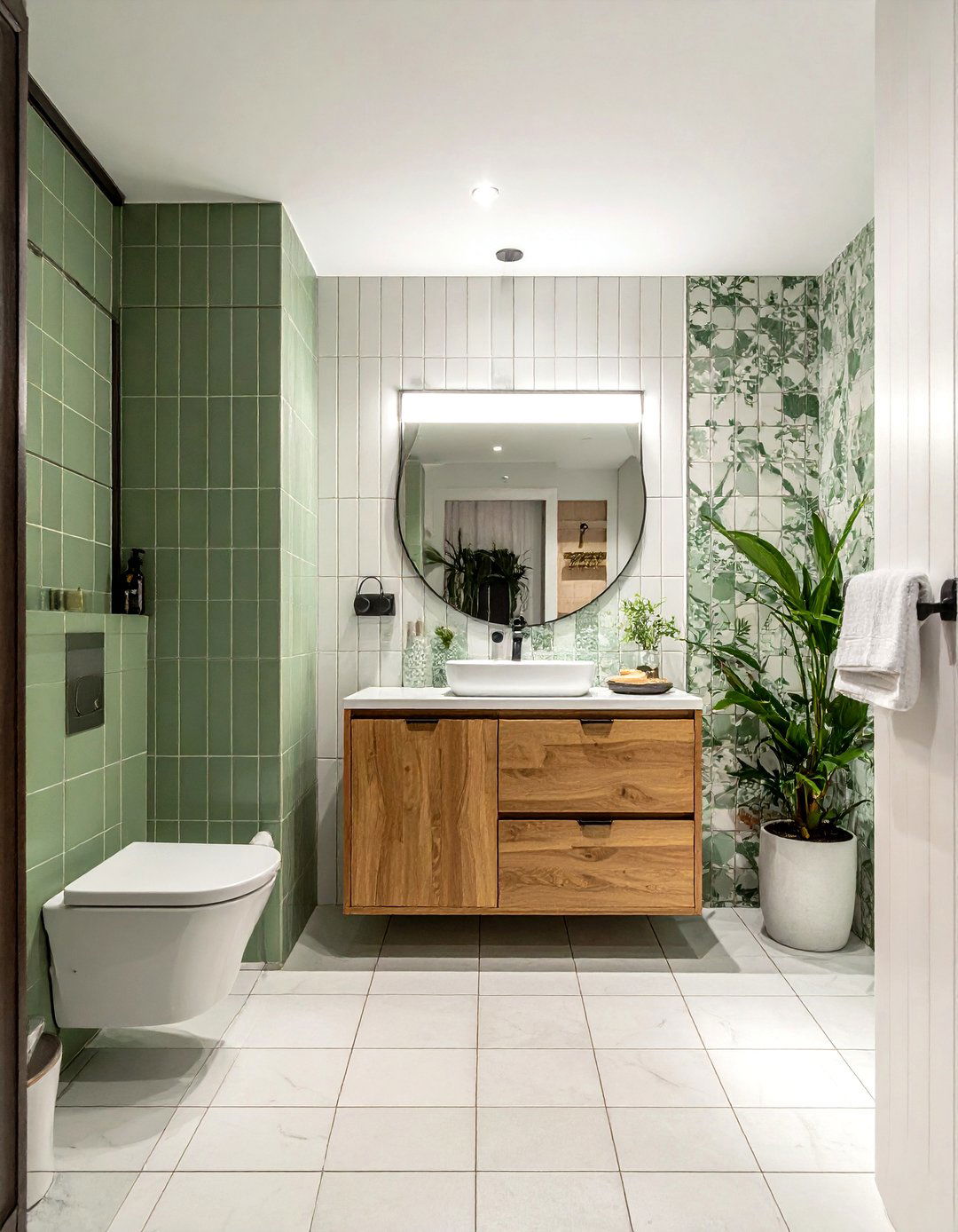 Sage green encaustic tile bathroom - 30 encaustic tile bathroom ideas