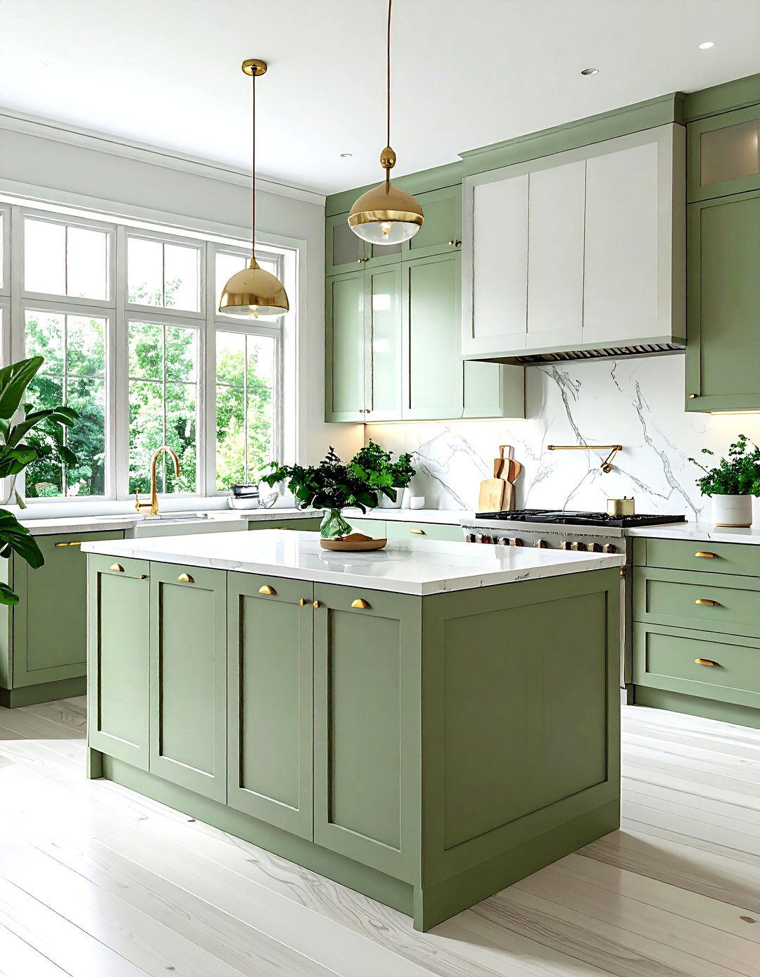 Sage green flat panel cabinets - 30 flat panel kitchen cabinet ideas