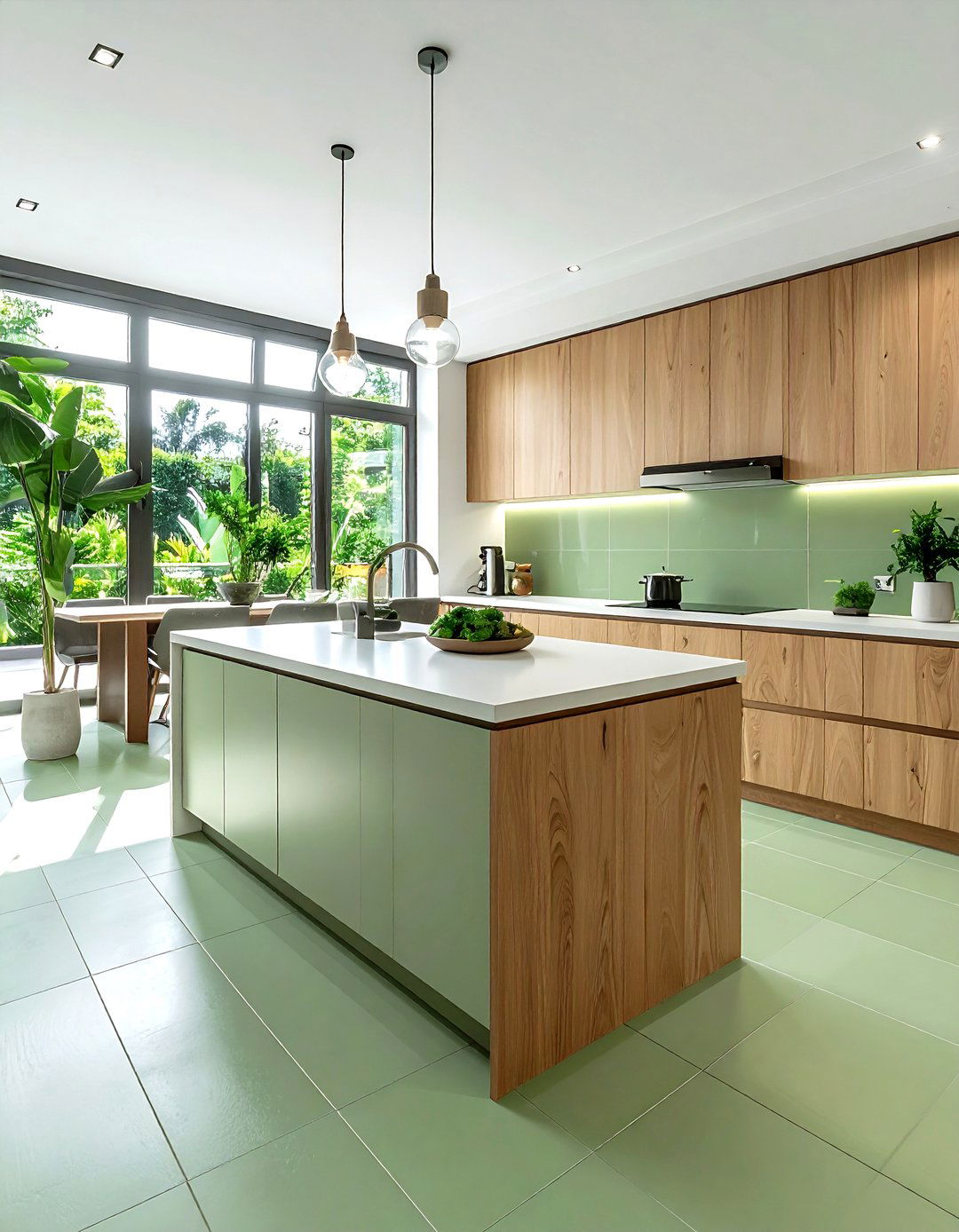 Sage green kitchen floor tile - 30 ceramic tile floor kitchen ideas