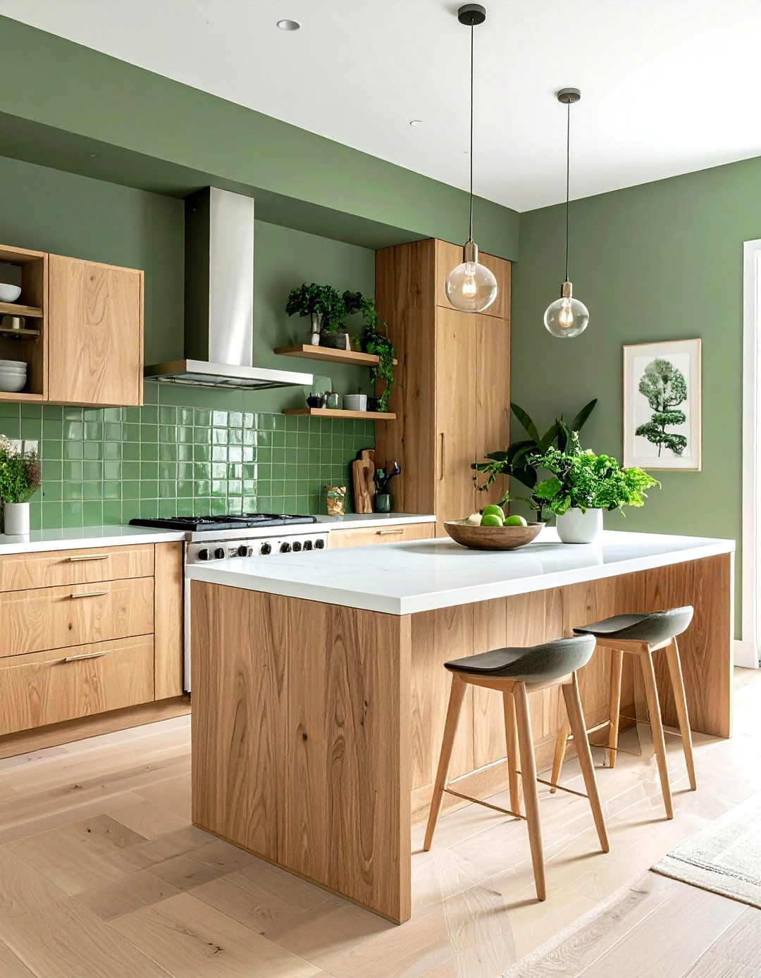 Sage green kitchen wall - 30 polished kitchen ideas