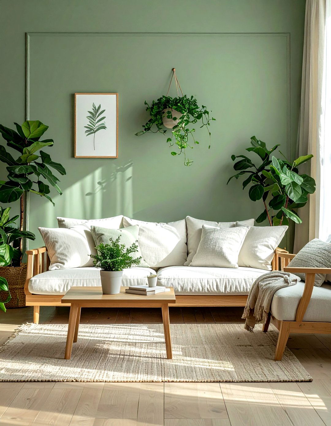 Sage green living room - 30 living room green walls