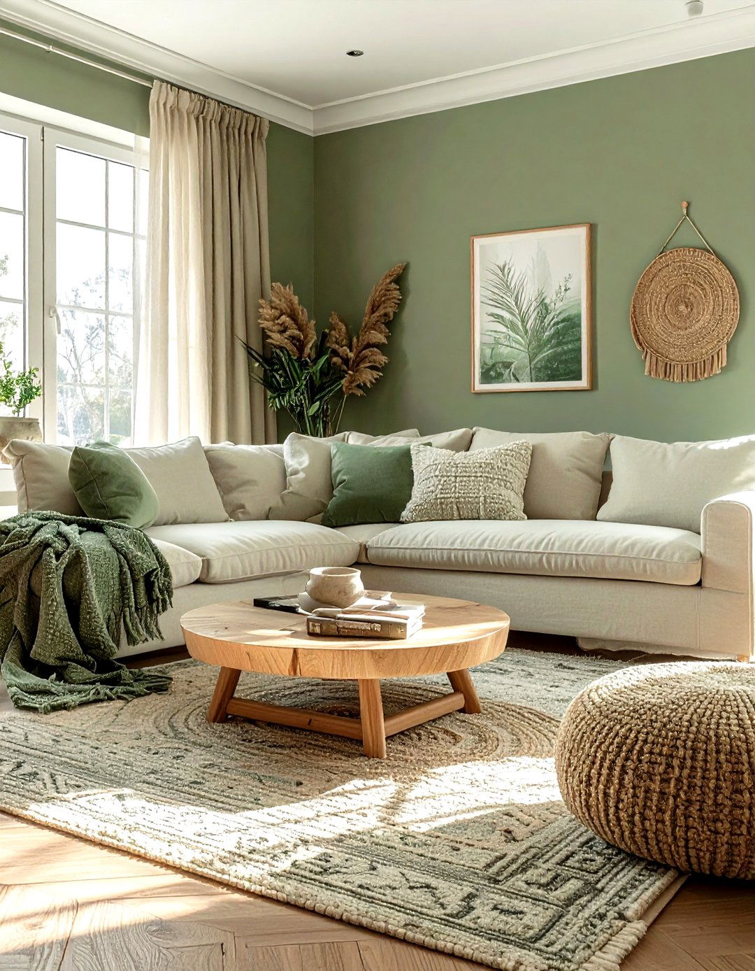 Sage green living room - 30 green living room decor ideas