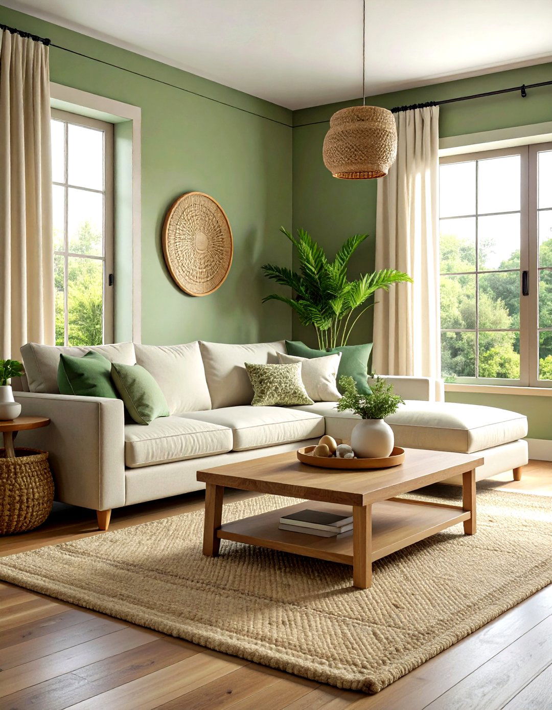 Sage green living room - 30 green paint color ideas