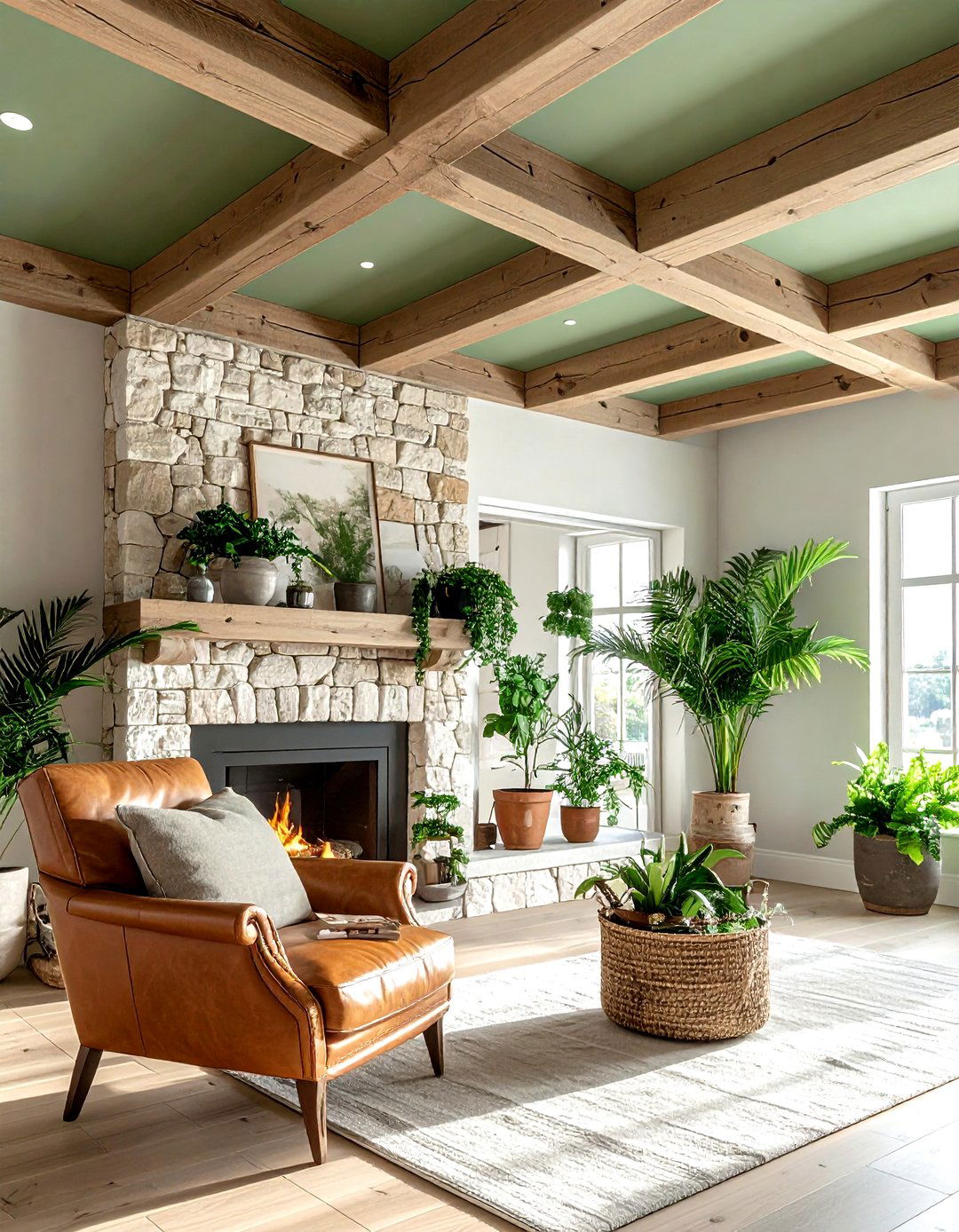 Sage green living room ceiling - 30 living room painted ceiling ideas