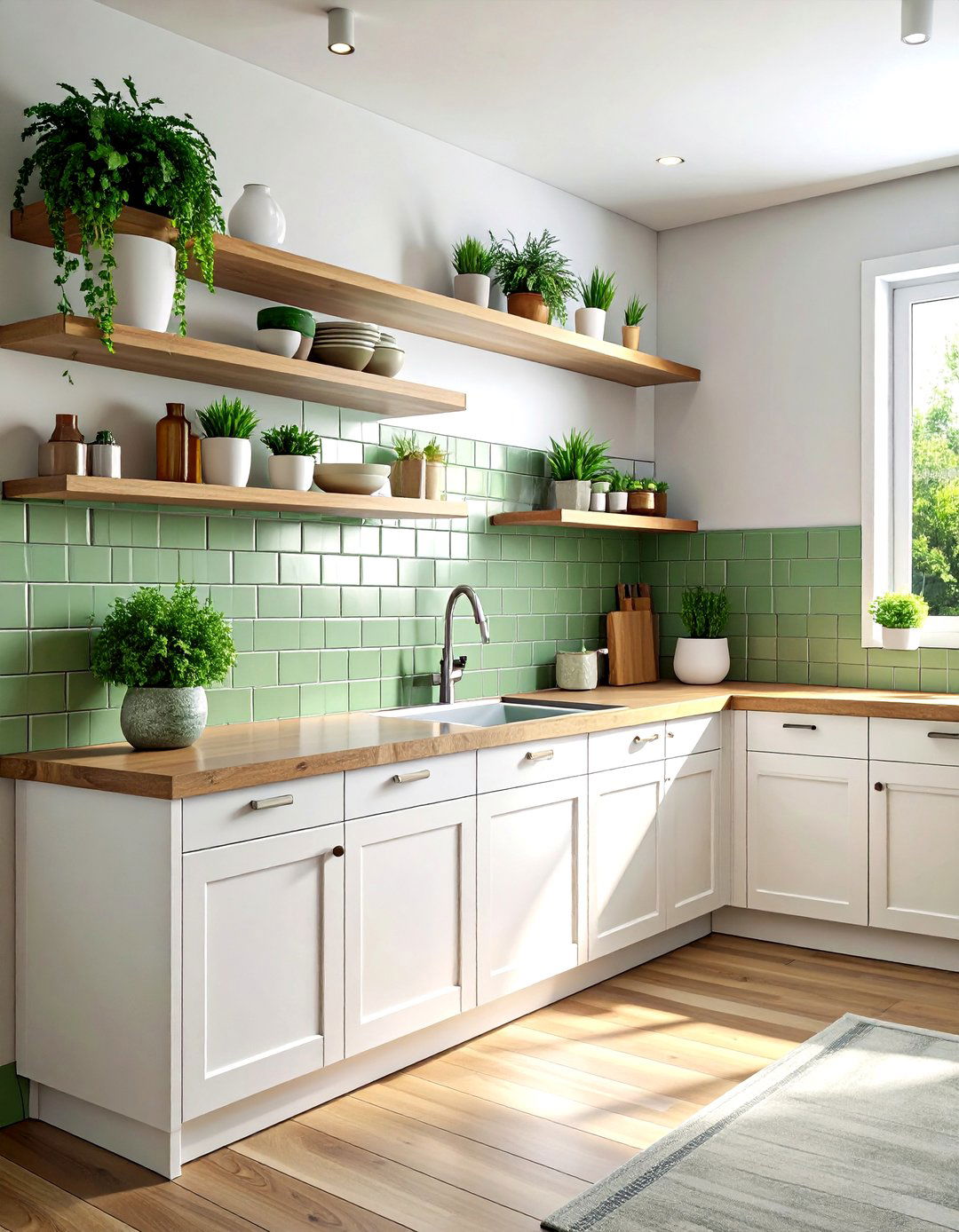 Sage green porcelain subway tile - 30 porcelain tile kitchen backsplash ideas