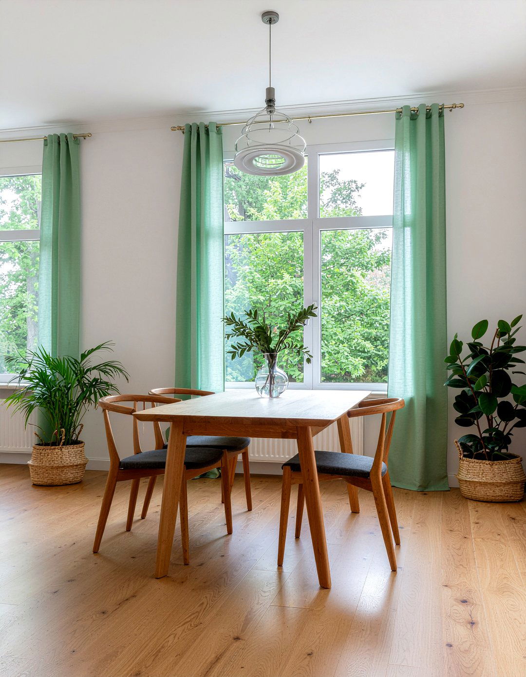 Sage green sheer curtains - 30 sheer curtain dining room ideas