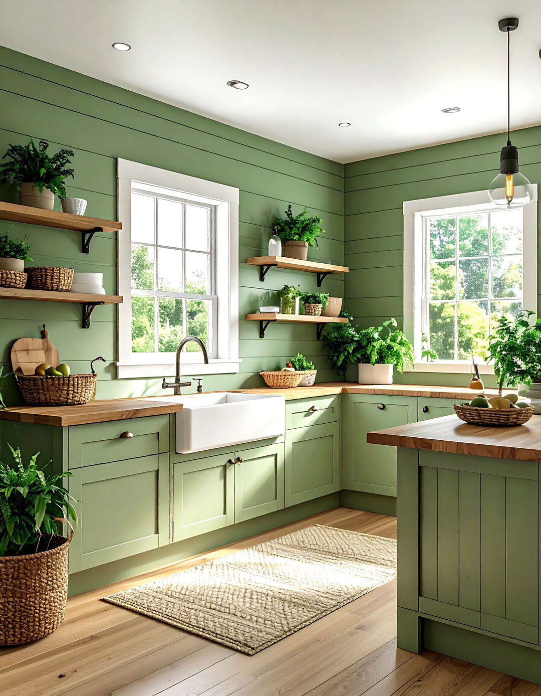 Sage green shiplap - 30 kitchen shiplap ideas