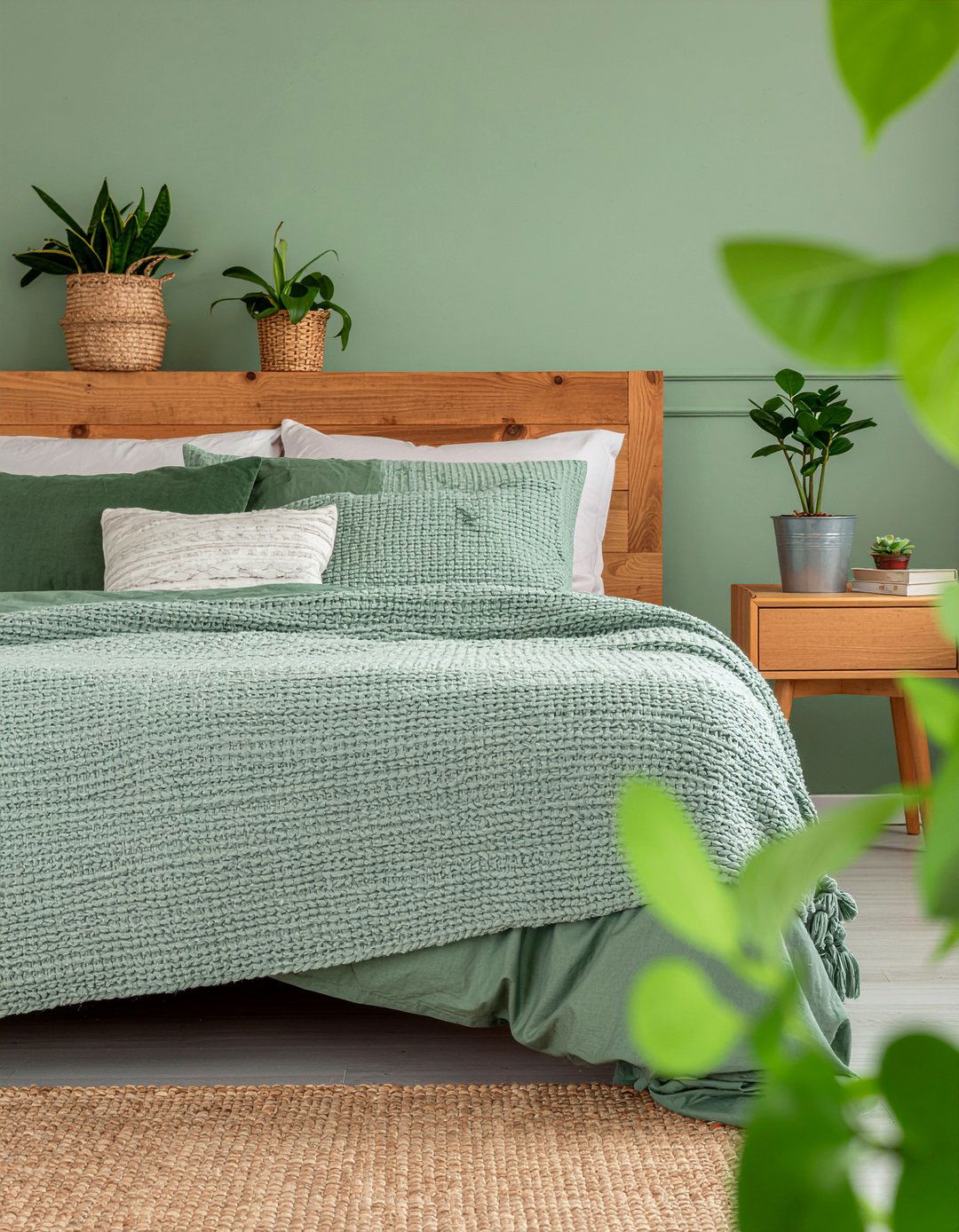 Sage green textured blanket - 30 bedroom cotton blankets