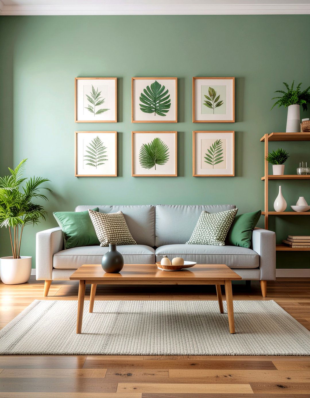 Sage green wall paint - 30 woodland living room ideas