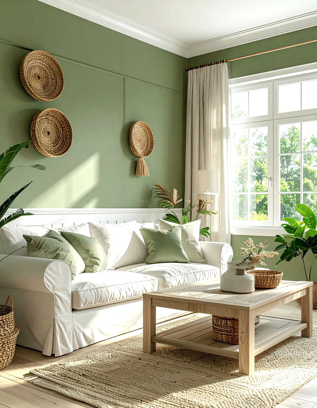 Sage green wall with chair rail - 30 living room chair rail ideas