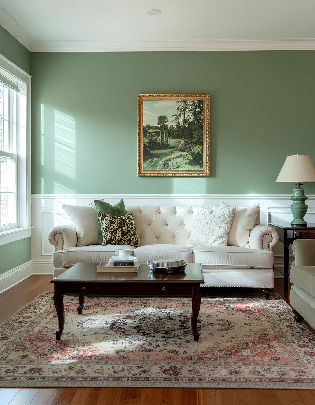 Sage green walls - 30 Georgian living room ideas