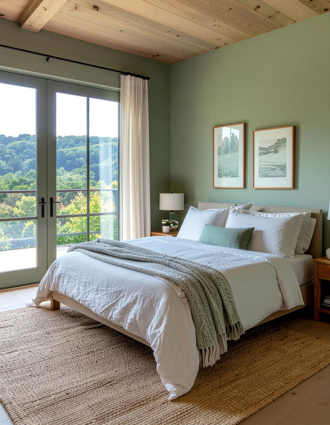 Sage green walls - 30 meditation bedroom ideas