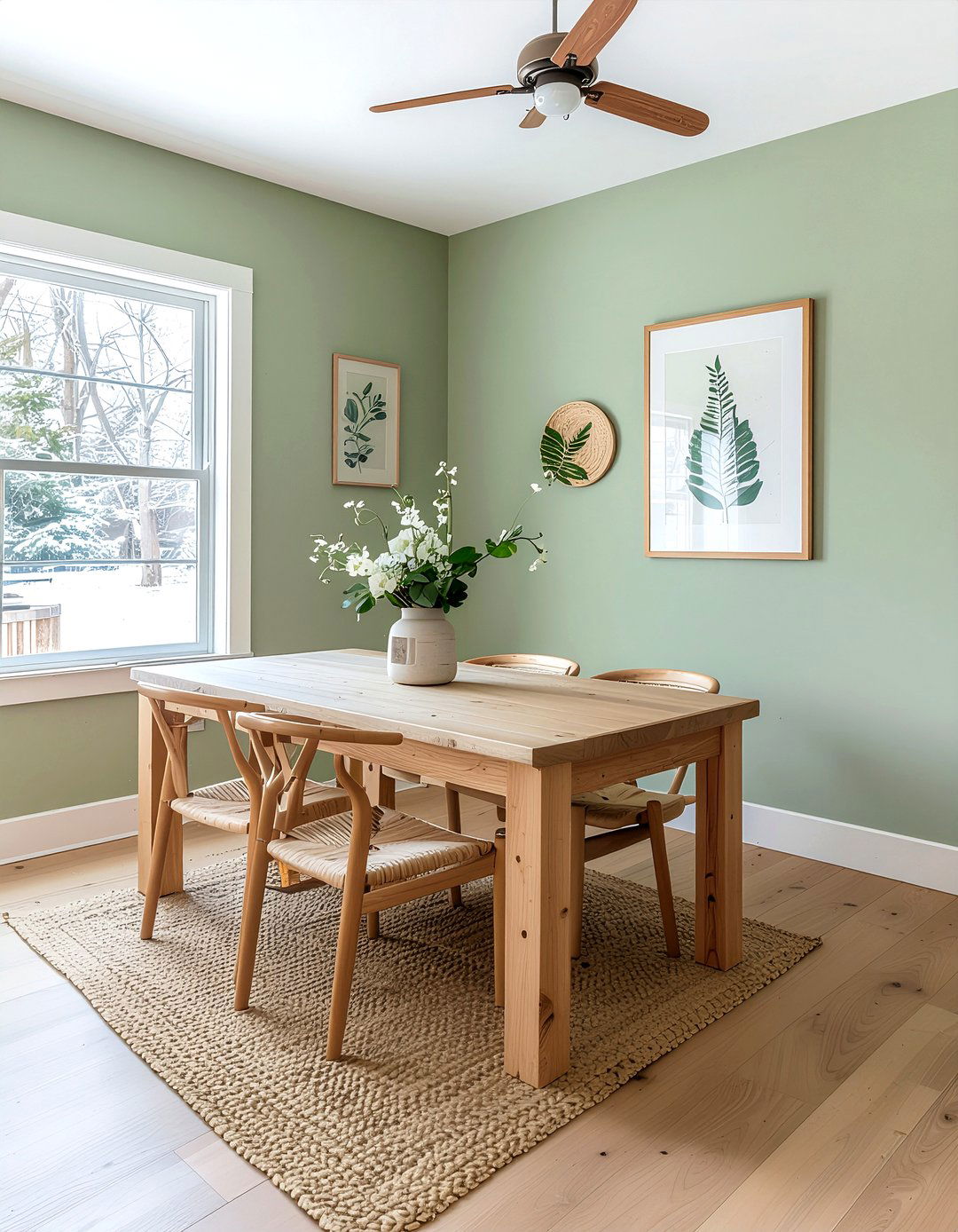 Sage green walls - 30 rural dining room ideas
