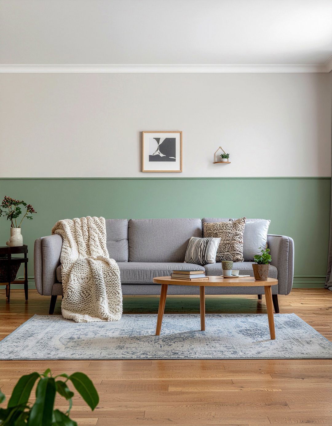Sage green walls with stripes - 30 living room sage green walls