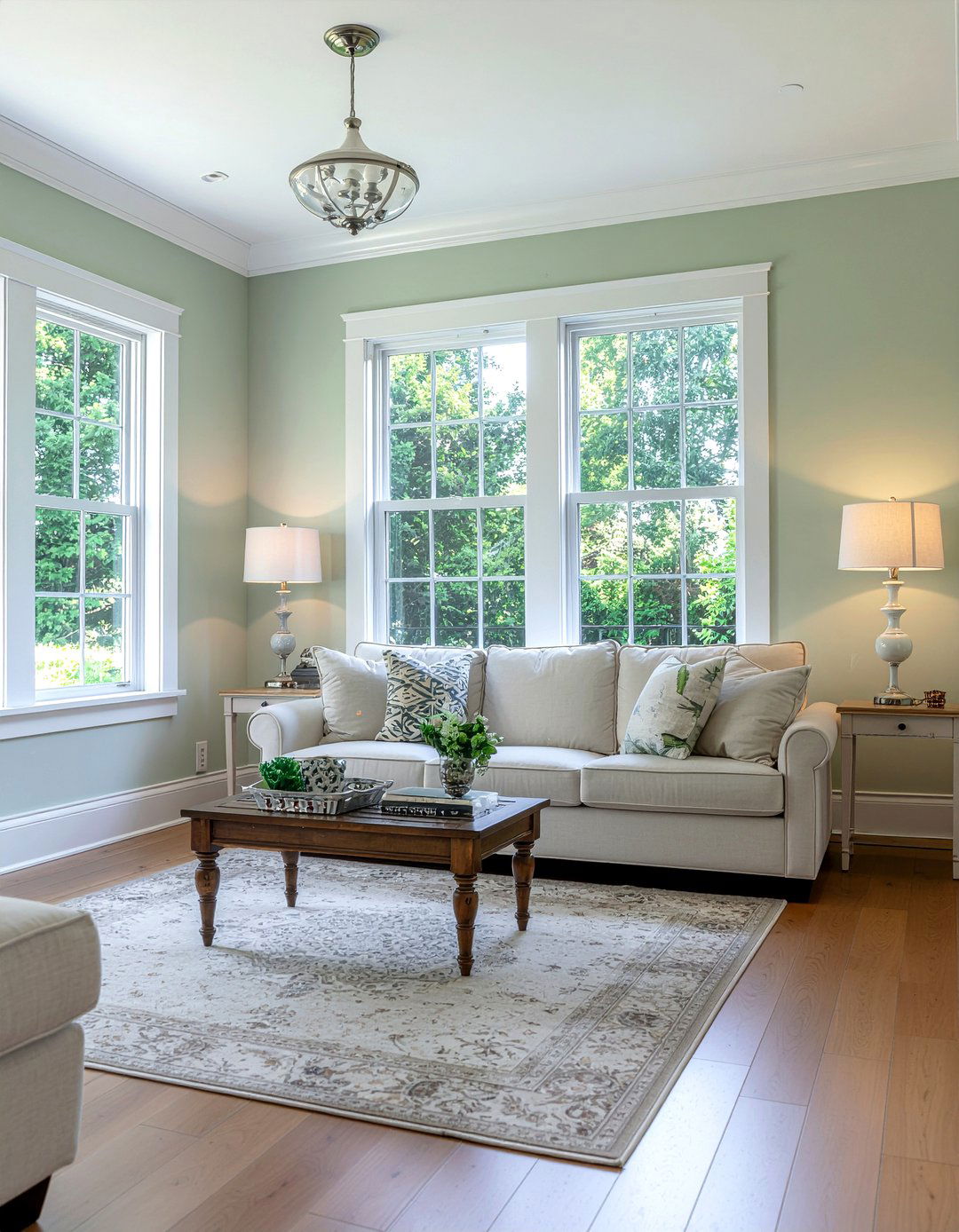 Sage green walls with white trim - 30 living room sage green walls