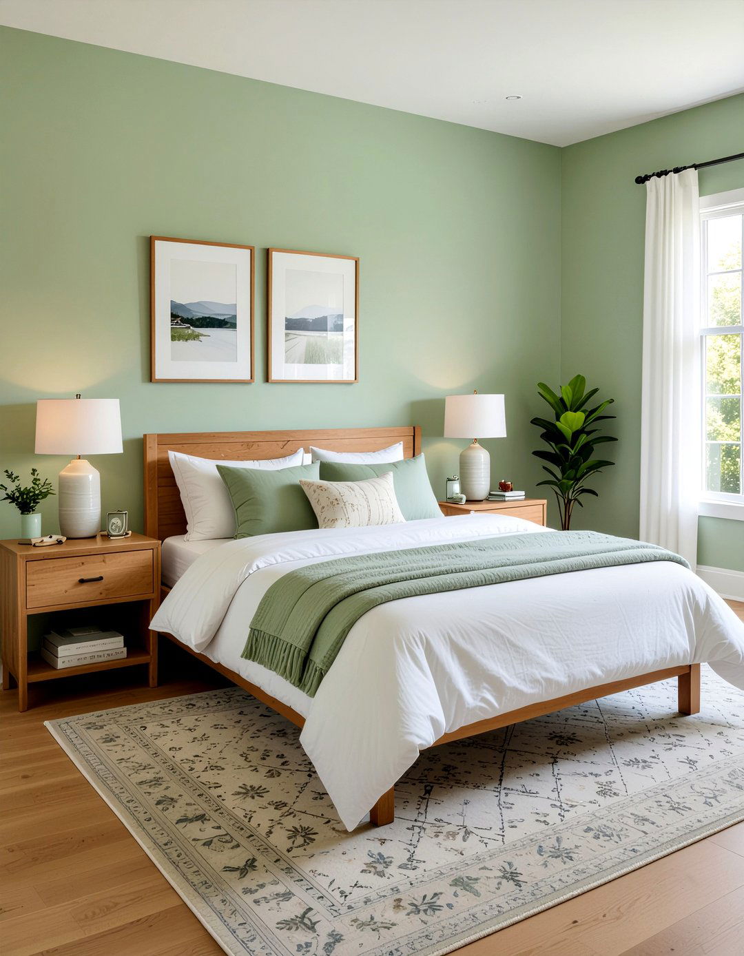 Sage green walls - 30 bedroom decoration ideas