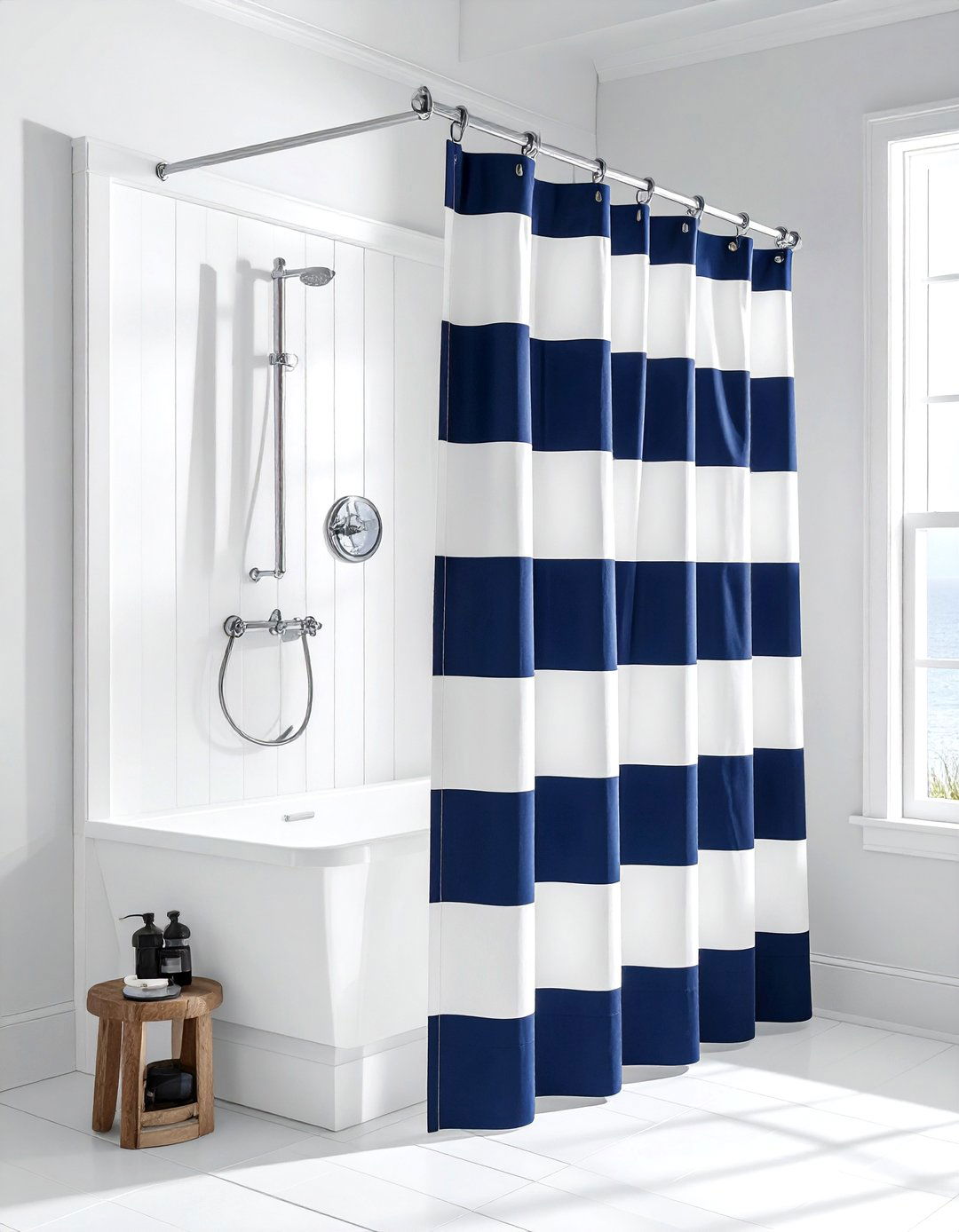 Sailcloth Shower Curtain - 30 nautical bathroom ideas