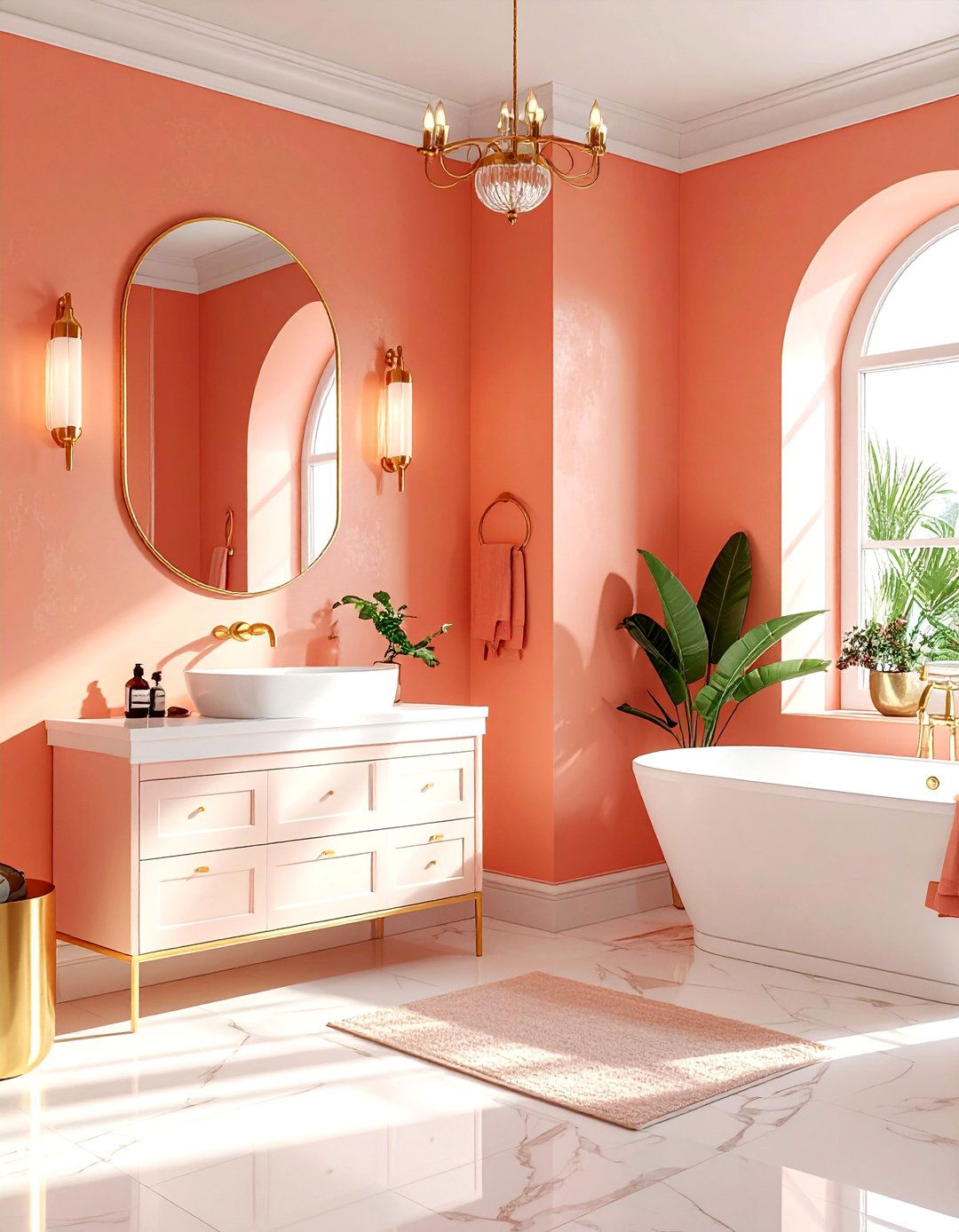 Salmon Pink Bathroom Gold Accessories - 30 pink and gold bathroom ideas
