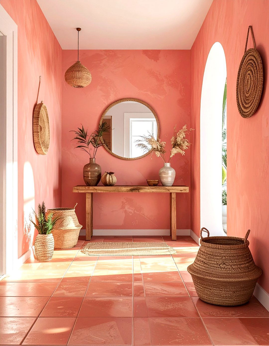 Salmon Pink Entryway - 30 pink decor ideas