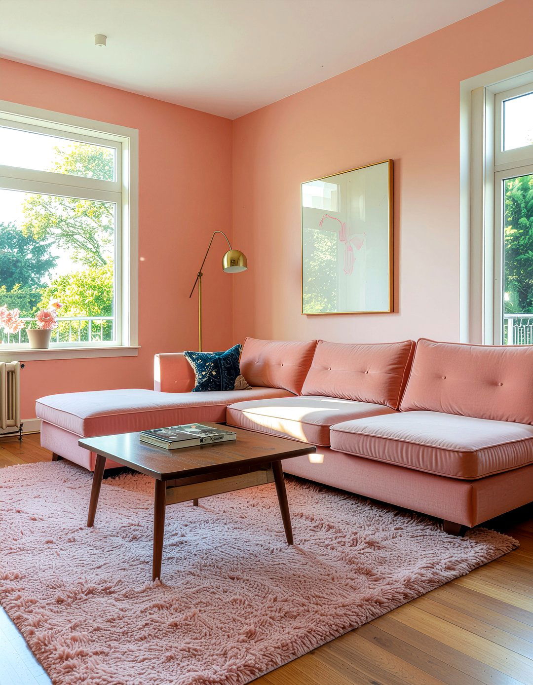 Salmon pink living room - 30 living room pink walls