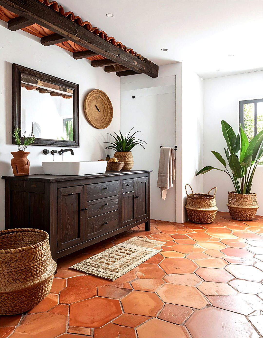 Saltillo Tile Floor - 30 Mexican tile bathroom ideas