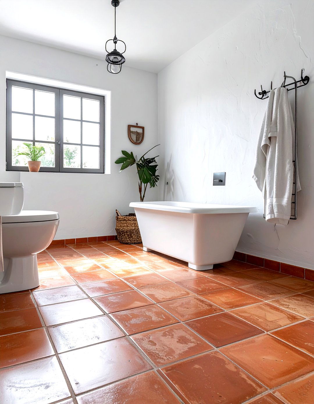 Saltillo tile bathroom floor - 30 Spanish tile bathroom ideas