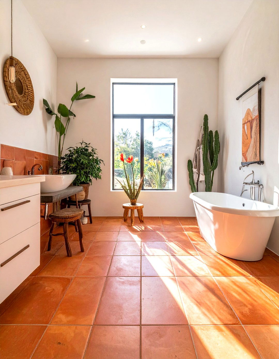 Saltillo tile flooring - 30 southwestern bathroom ideas