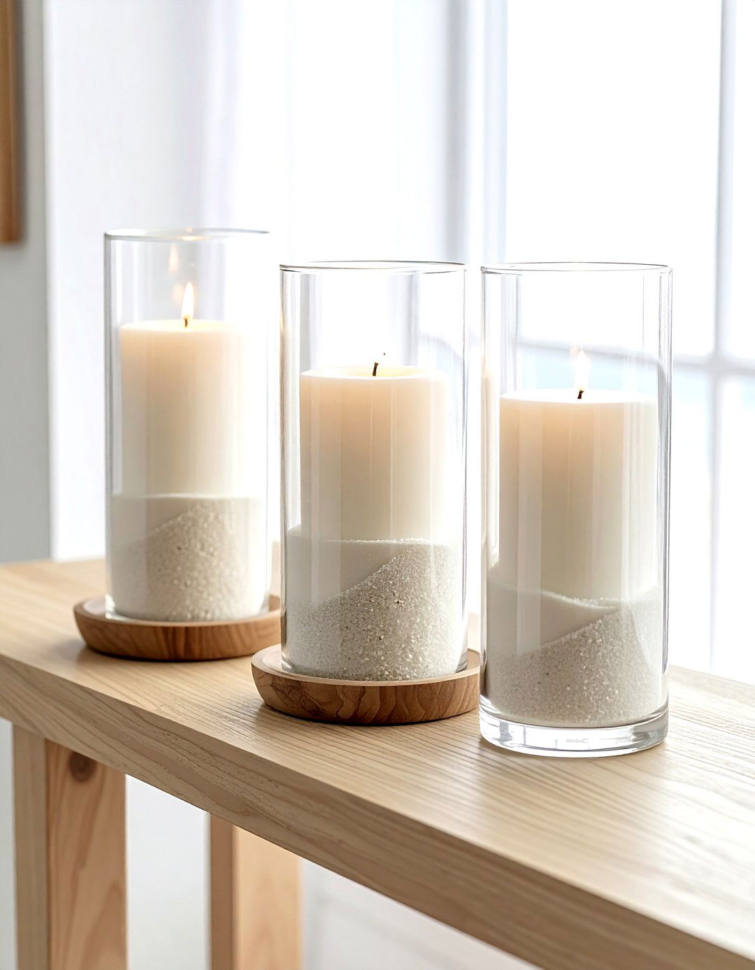 Sand Filled Glass Vases - 30 living room candle ideas