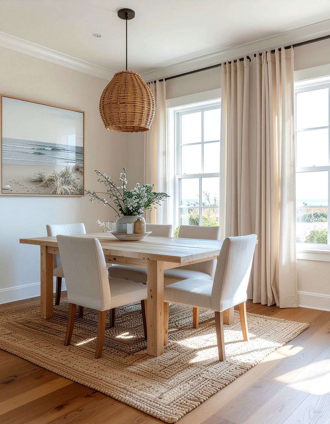 Sand colored curtains - 30 neutral curtain dining room ideas