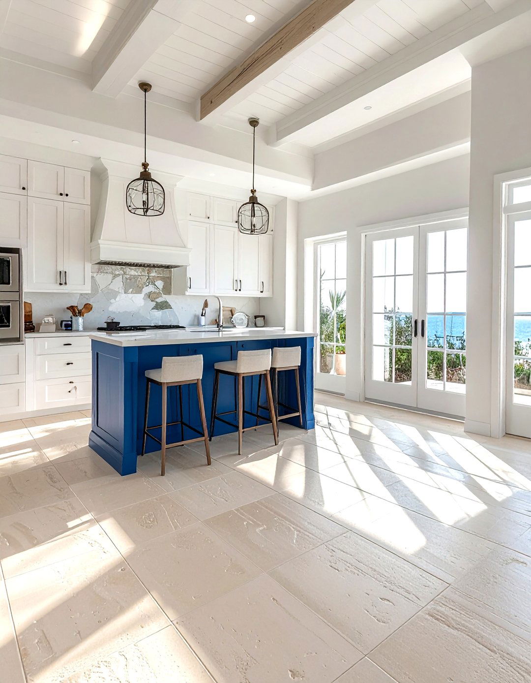 Sand colored flooring - 30 nautical kitchen ideas