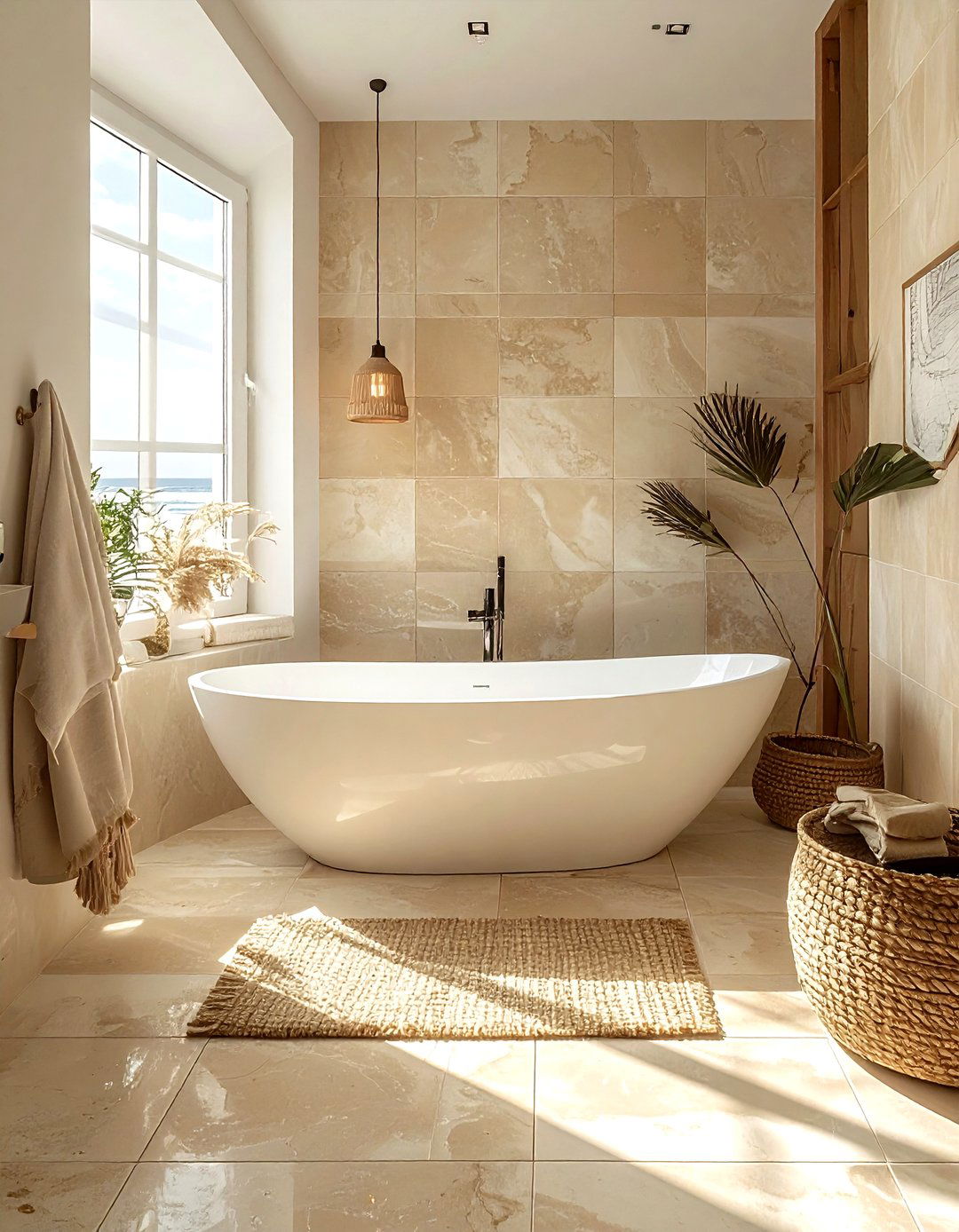 Sand colored zellige tile - 30 zellige tile bathroom ideas
