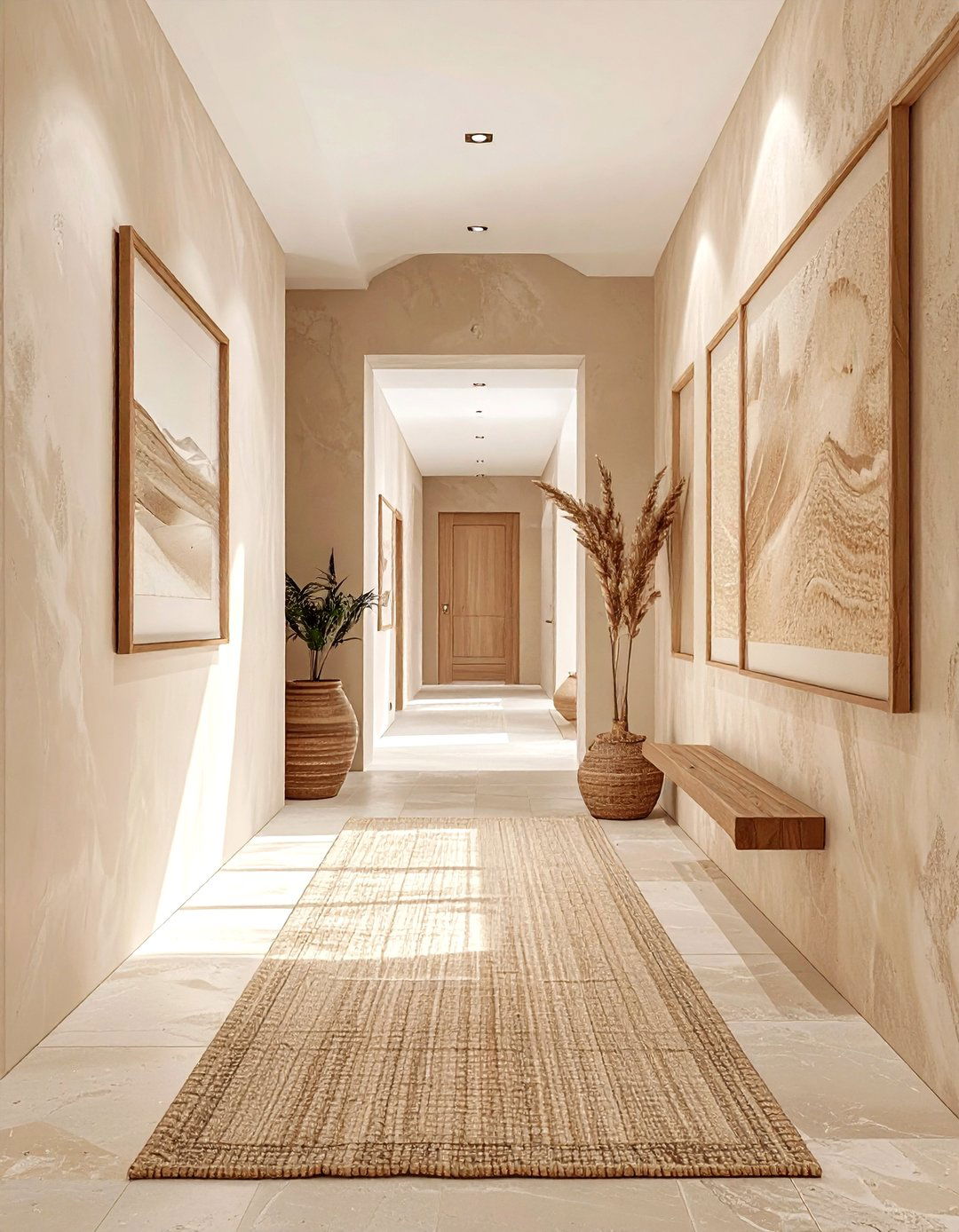Sand stone hallway - 30 monochromatic decor ideas